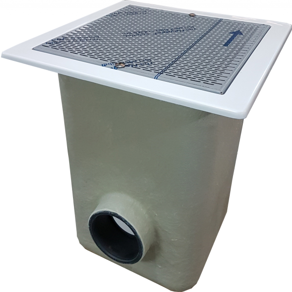 Sumidero norm de poliester y fibra con. salida d 140 mm inox