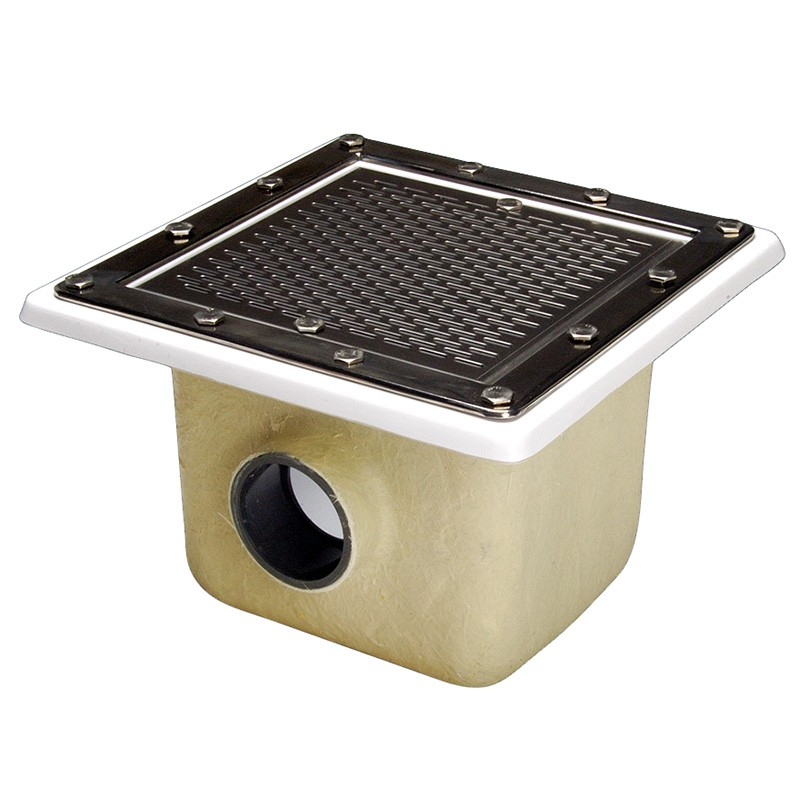 Sumidero pisc. pref. pol. y f.v. 355x355 mm sal. 90 rejilla inox