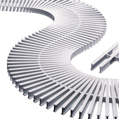 Módulo rejilla transv. para curvas  295 mm alto 22 mm